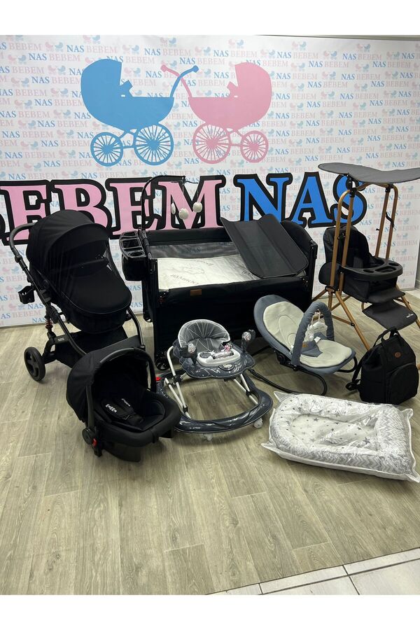 bebemnas Yeni Doğan Bebek Çeyiz Seti Full Set (bebek arabası-çanta-puset-yürüteç-beşik-anakucağı-salıncak)