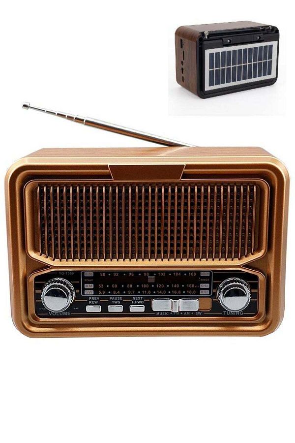 Denx-Classic Rechargeable Radio With Led Flashlight Portable Am Fm Solar And Battery Powered 1
