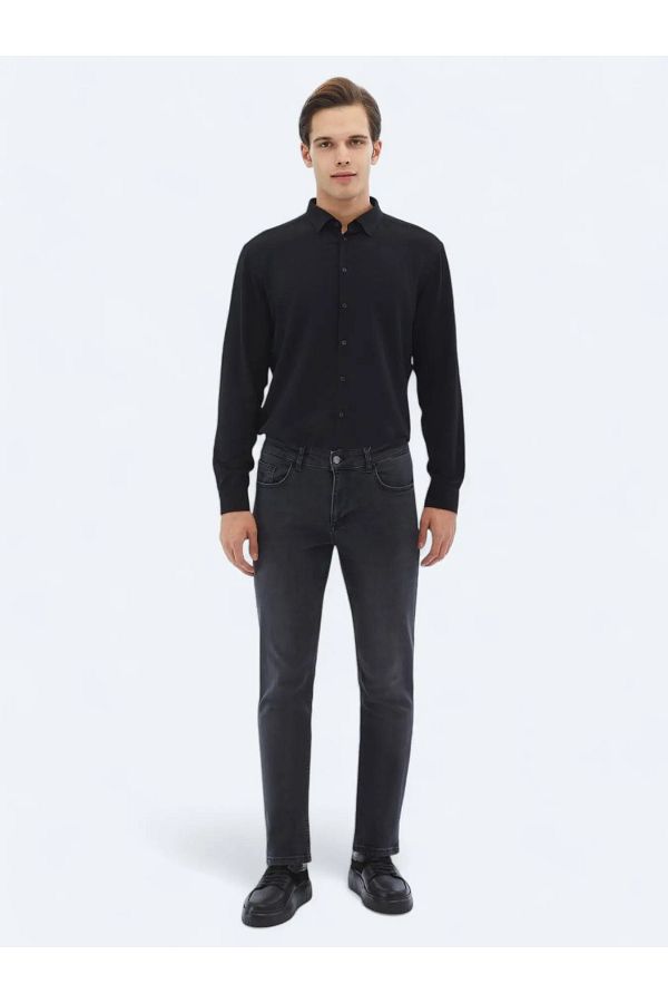 Kip-Pantaloni din denim gri închis Super Slm Fit din amestec de bumbac 1