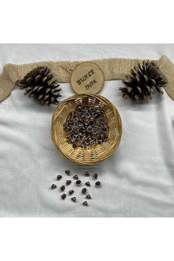 Bukle İplik-Gold Color Bezel Detailed Bow Tie Pattern Plastic Button with Sewing at the Bottom 18" Button (20 Pcs) 1