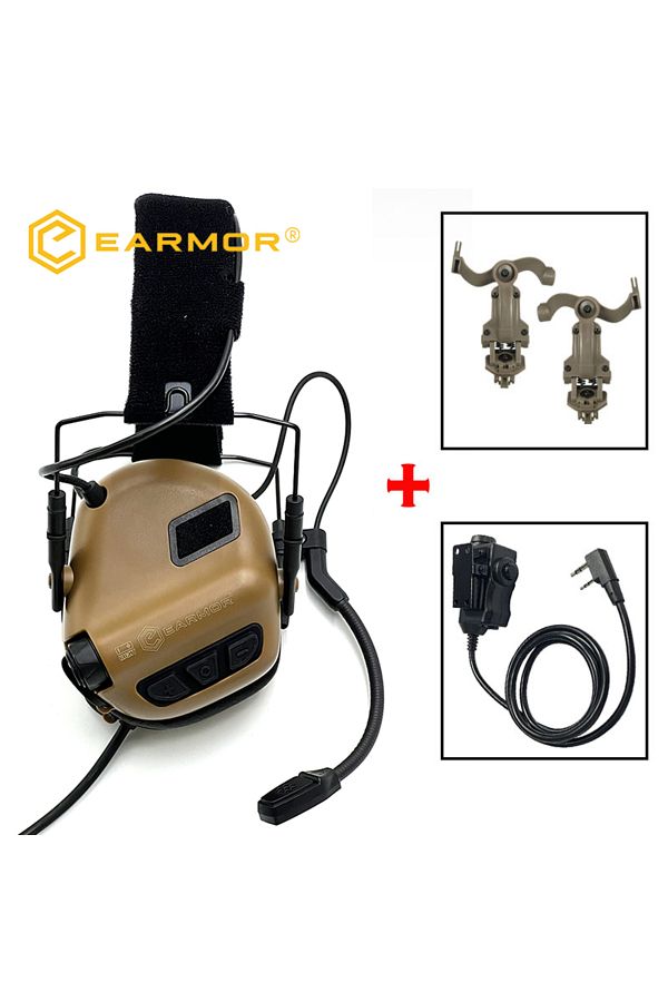 Choice-Brown Set Earmor M32 Mod4/se Shooting Earmuffs Tactical Noise Reduction Headset With Helmet Arc Rail 1