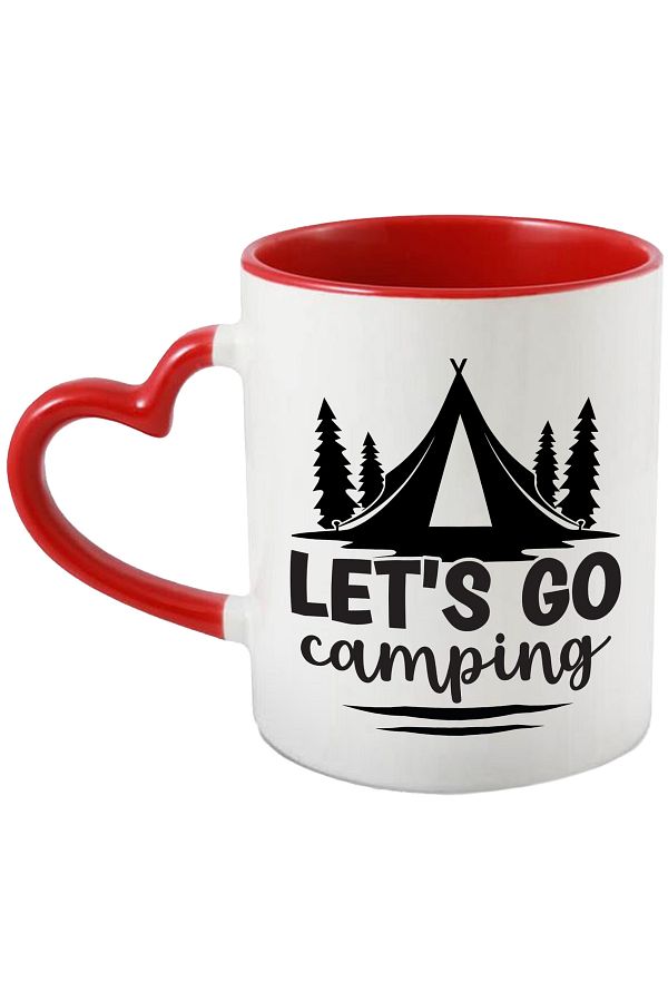 StoryGift Romania-Mug with a tent and fir trees for those who love to go camping with Handle In, With, STG 1