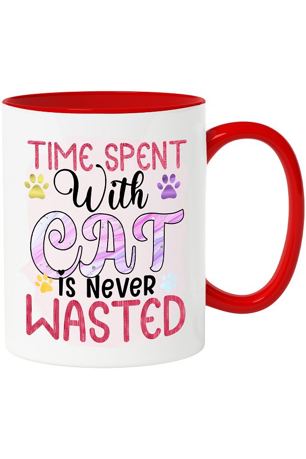 StoryGift Romania-Mug with the message "Time spent with cat is never wasted", time spent with the cat, With ,STG. 1