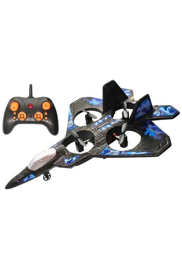 iUni-Lc222-a Remote Control Airplane, Thunder Jet X, 360° Acrobatics, Gyroscope, Led Lights, Blue 1