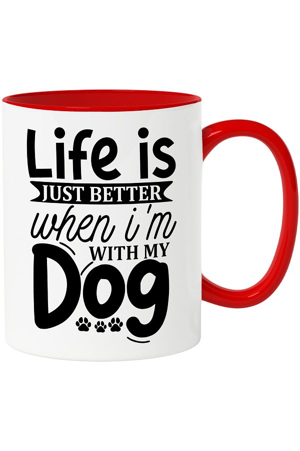 StoryGift Romania-Mug with the message "Life is only better when I'm with my dog" with Handle, With, STG. 1