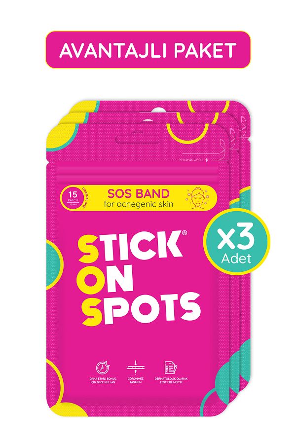 Stick On Spots-S.O.S Band - 15 Pieces of Pimple/Acne Tape - Pimple Patch - Hydrocolloid Tape X3 1