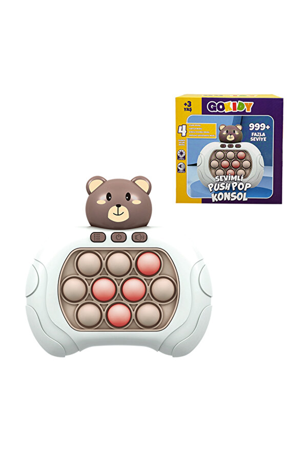 Gokidy Ayıcıklı Işıklı Ve Sesli Pilli Popit Egitici Oyuncak Sevimli Push Pop Konsol 4 Farklı Oyun Modu