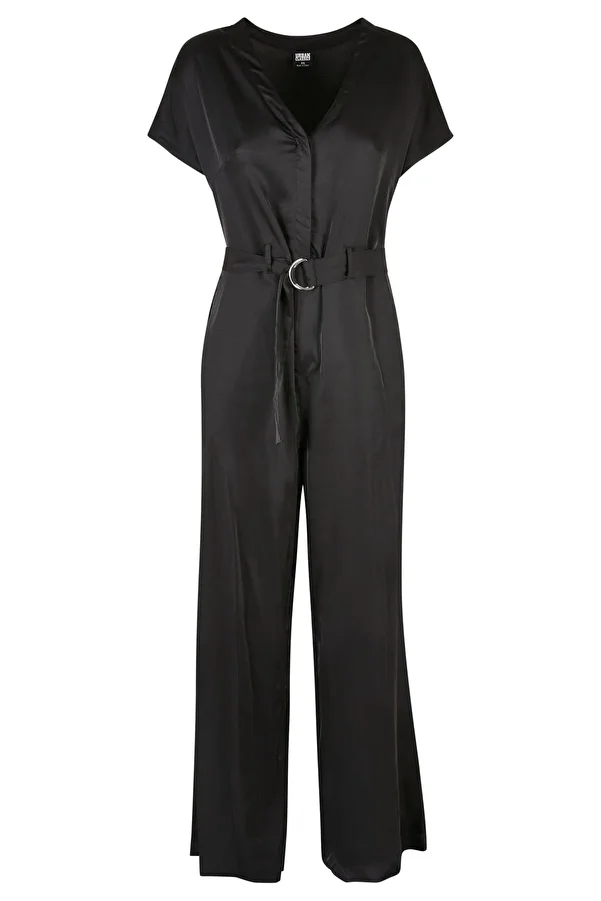 Urban Classics-Damen Ladies Satin Wide Leg Belt Jumpsuit 1