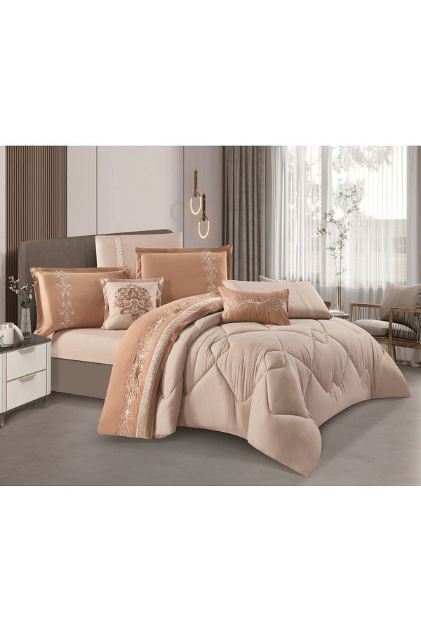 HOURS-Horse Navrin 8-piece comforter set, embroidered with a modern and distinctive pattern, Carina-005 1