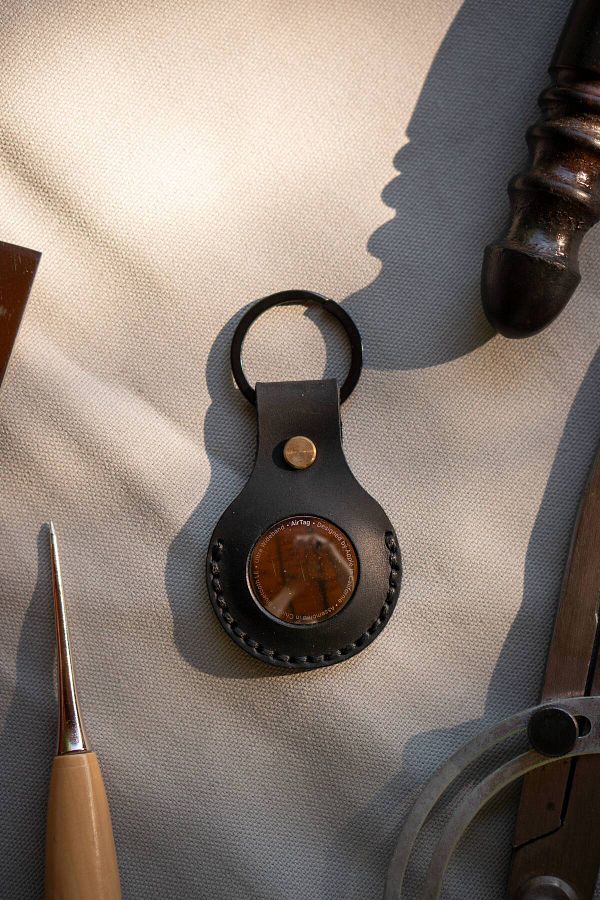minimal X design-Minimal X Compatible Case Keychain Black - Genuine Leather Handmade - Minimalist Design 1