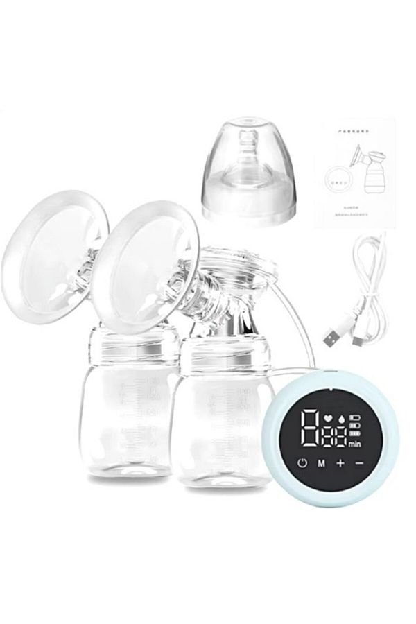Flippy-Pompa Electrică 2 în 1, 2 Sticle 180 ml, USB-C, 1200mAh, 2 Moduri, Albastru Transparent 1