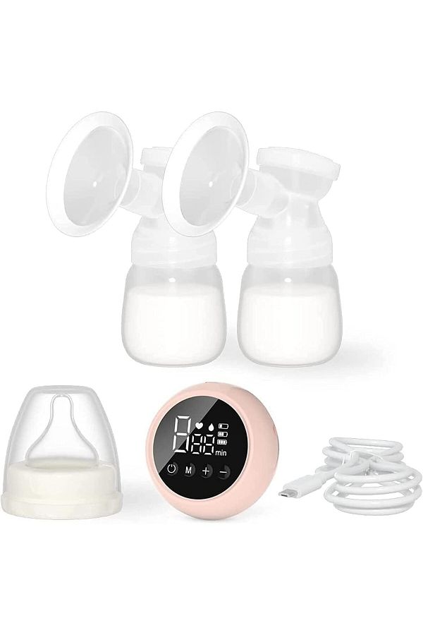 Flippy-Pompa Electrică 2 În 1, 2 Sticle 180 Ml, Usb-c, 1200mah, 2 Moduri, 9 Viteze, Roz Transparent 1