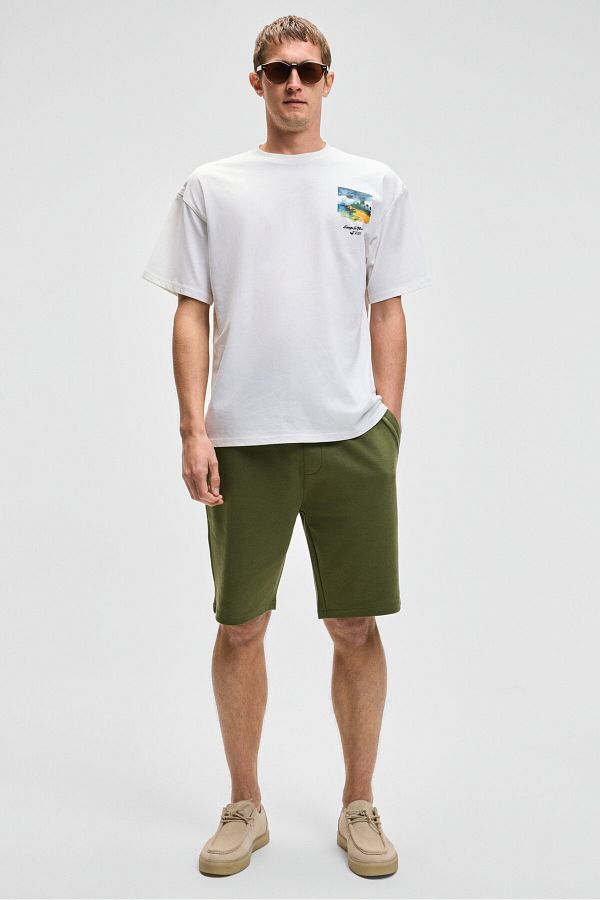 GRIMELANGE-Camillo Men's Pocket Zippered Elastic Waist Light Khaki Shorts & Bermuda 1