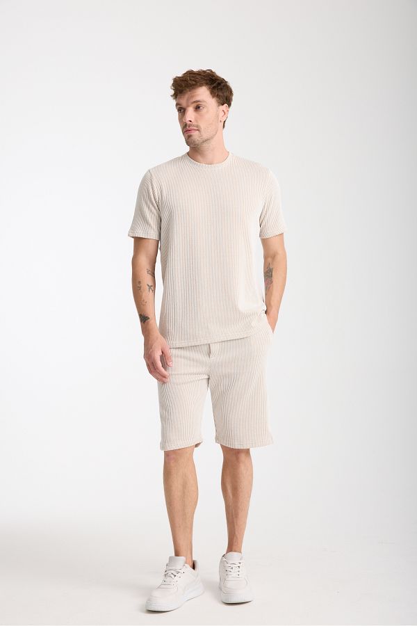 Tarz Cool-Ανδρικό Μπεζ Basic Regular Bottom Top Σορτς 1