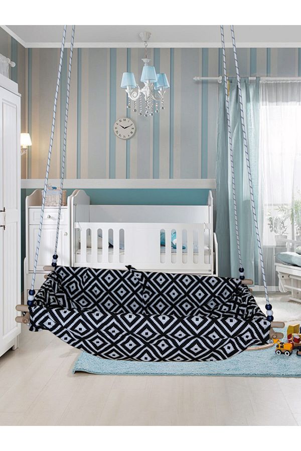Altev Double Layer Fabric Wooden Spring Bouncy Hammock Cradle Bounce Ceiling Hanging Swing Baby Bed Trendyol