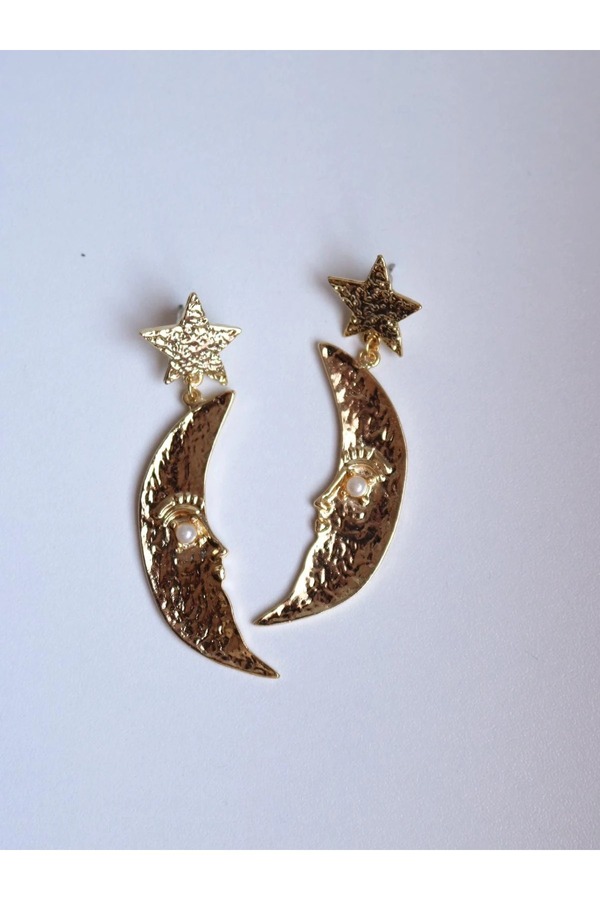 Reorah Collection-Pearl of Moon and Star Earrings 1