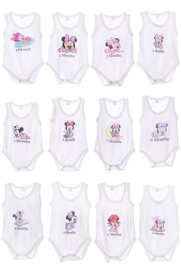 Recostore-Set 12 body-uri aniversare bebelusi, Minnie Mouse,REC2030, 1-12 luni 1