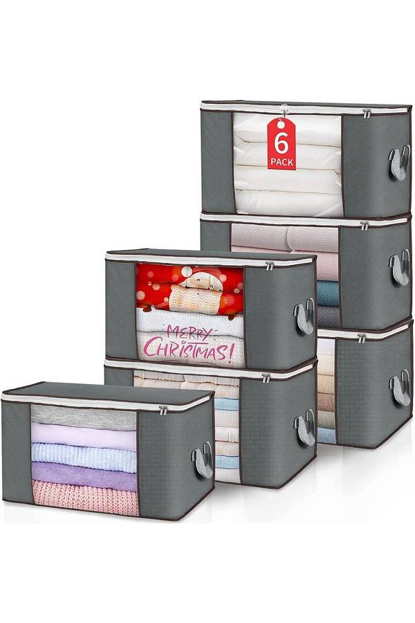 ALMUFARREJ-Set of 6 Cloth Storage Boxes - Organize Your Closet Easily and Effectively 1