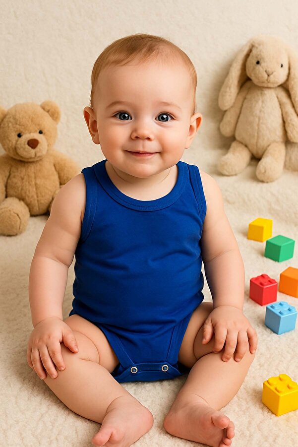 MYZİ STORE Bebek Yenidoğan Askılı Basic Bisiklet Yaka %100 Pamuk Atlet Çıtçıtlı Badi Body