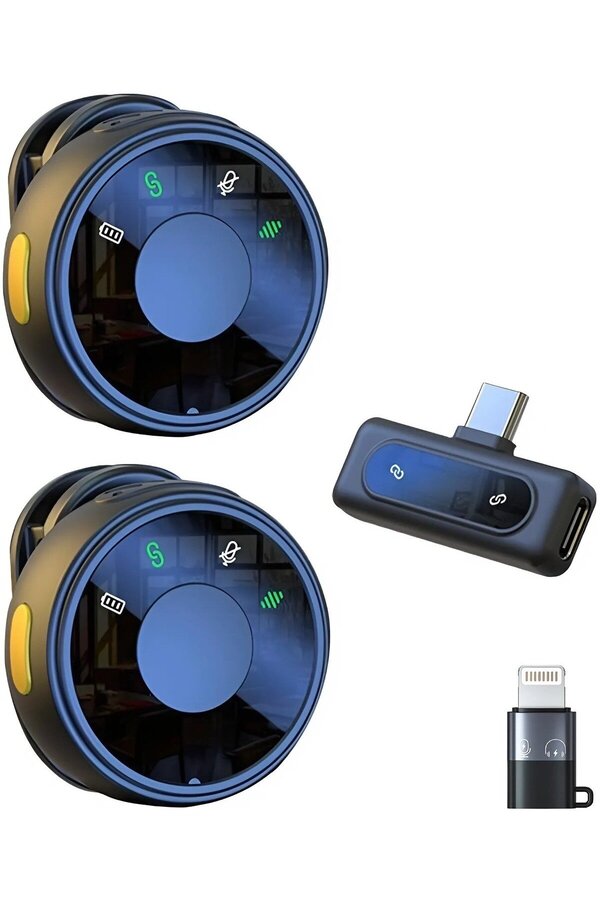 HASEPE-Set of 2 Wireless Lavaliere Microphones, Dual Microphone, Noise Reduction, No Delay 1