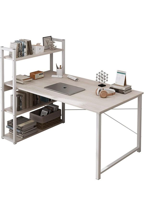 NEXIFY-Computer Desk Table with Shelves 120x48cm, 4 Tier Study Table with Bookshelf Desk Storage 1