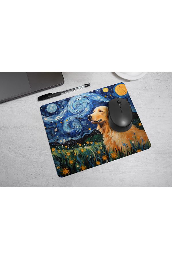 MS Major Selection-Golden Retriever Mouse Pad – Starry Night Design (17.5X21.5 Cm, Non-Slip Base) 1