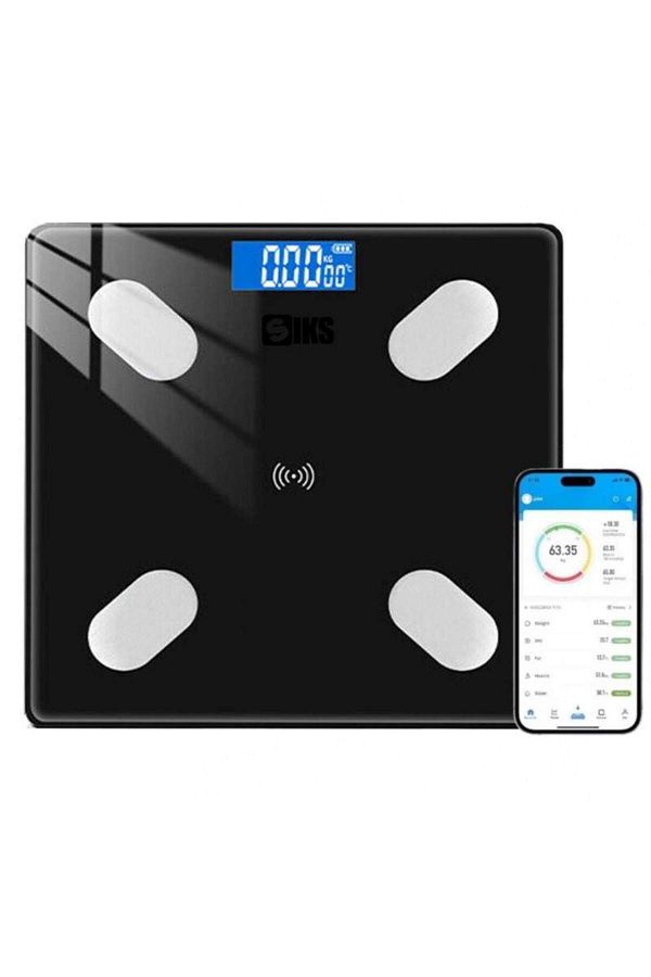 SIKS-Cântar digital inteligent pentru baie, conexiune Bluetooth, afișaj LCD, greutate maximă 180 kg, negru 1