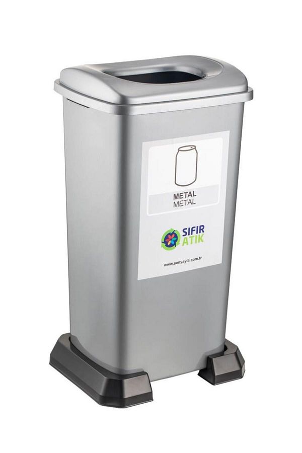 Omnipazar-Sy-4398 Coș de gunoi pentru reciclare a metalelor zero deșeuri 70 Lt Gri 1