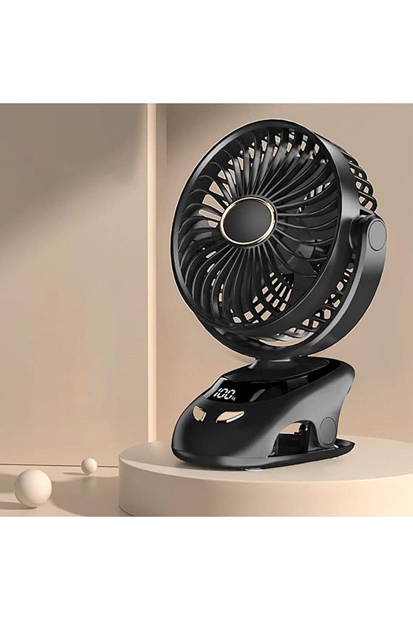 fulina-Portable compact clip-on fan, rechargeable, with LED display, 5 silent settings, 360° rotation 1