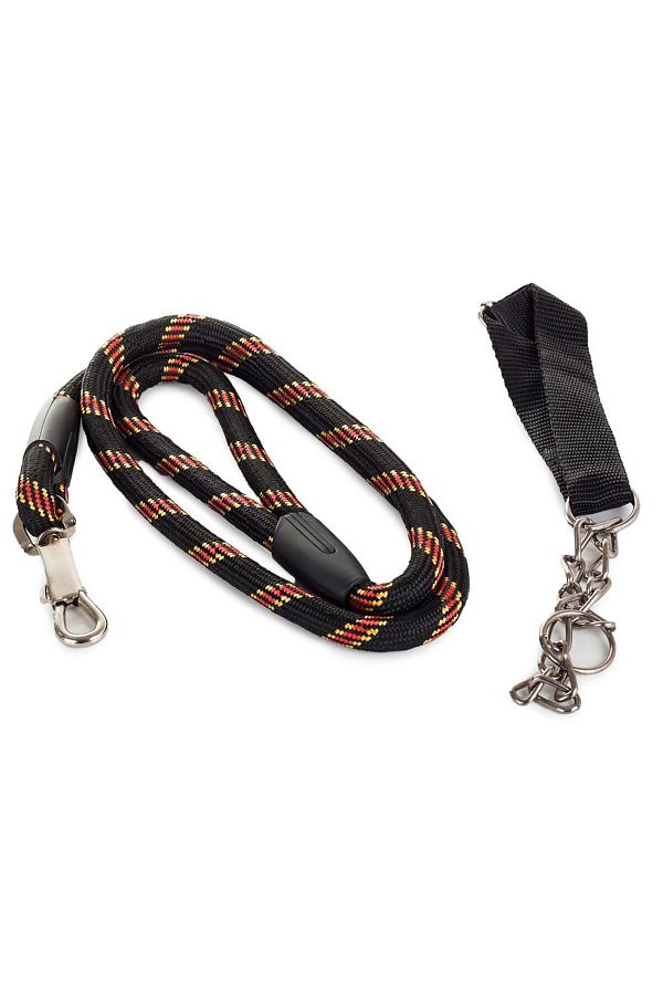 zola-Dog leash, collar included, 120x1.3 cm, black with pattern 1