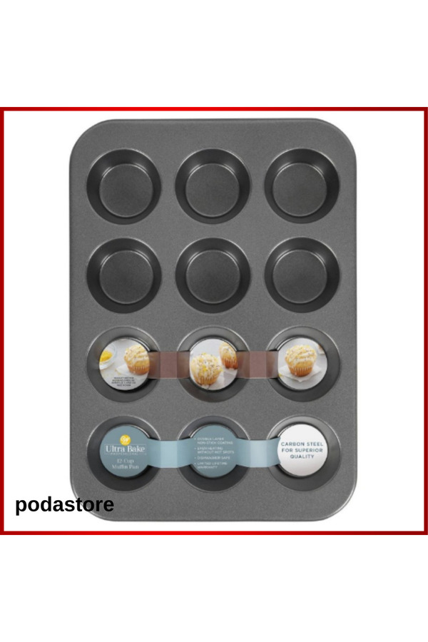 podastore-12-Cavity Muffin Mold Durable for Bakery – Practical and Non-Stick Use 1