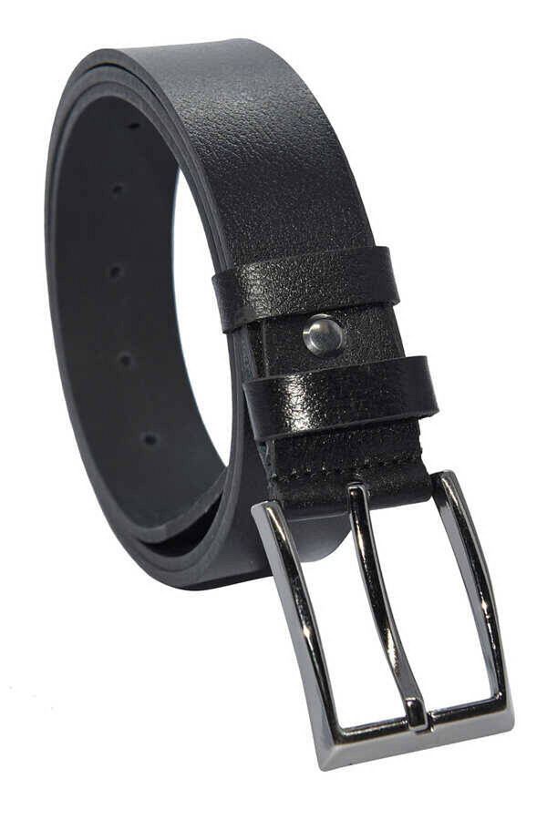 Süzer Deri-Black Genuine Leather Plain 3.5 Cm. Classic Belt - Single Layer Buffalo Leather - 300-Plain 1