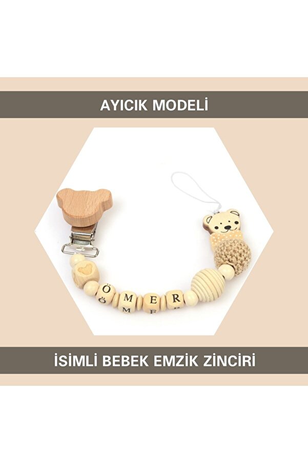 Sahi Aksesuar Isimli Emzik Zinciri - Emzik Askısı - Bebek Hediyesi Bez060