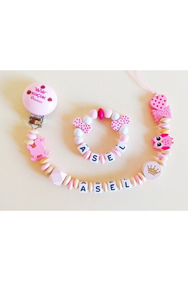 Sahi Aksesuar Isimli Emzik Zinciri Ve Emzik Askı Seti - Bebek Hediyesi