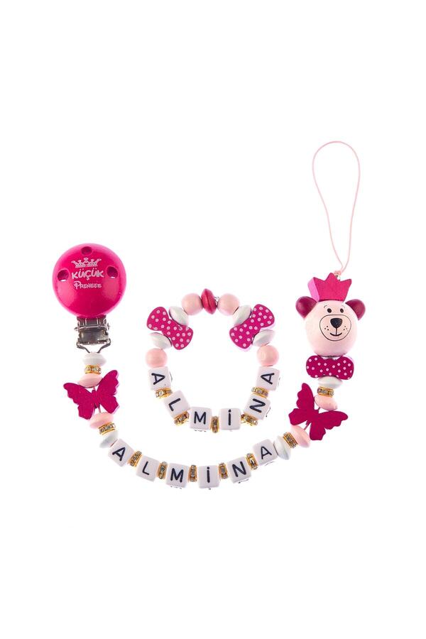 Sahi Aksesuar Isimli Emzik Zinciri Ve Emzik Askı Seti - Bebek Hediyesi