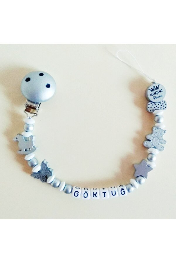 Sahi Aksesuar Isimli Emzik Zinciri - Emzik Askısı - Bebek Hediyesi Ürün Rengi Gümüş Gri