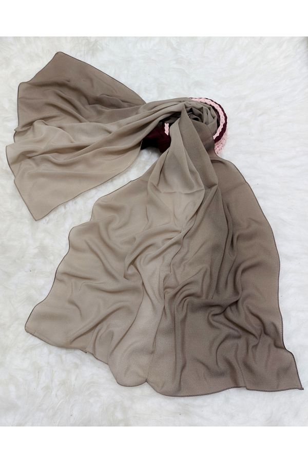 istanbul prensesleri-Patterned Chiffon Shawl Gradient Model Soft - Flexible - Soft 1