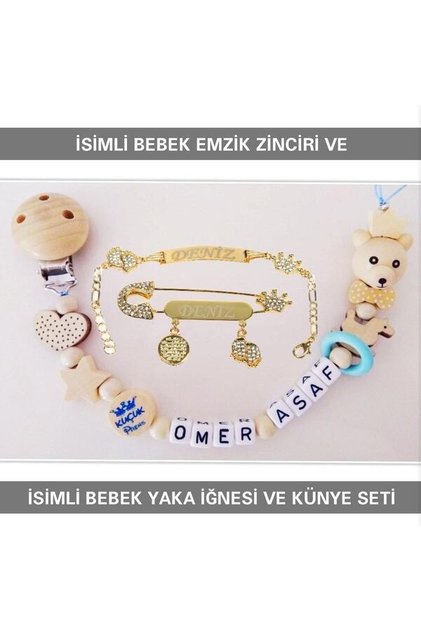 Sahi Aksesuar Sahi Aksesuar Isimli Emzik Zinciri Ve Isimli Yaka Iğnesi Ve Künye Seti Bezyı394