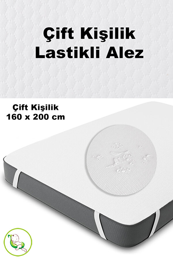 Meleni Baby Çift Kişilik Köşe Lastikli Alez - Sıvı Geçirmez Yatak Alezi Bebek Çocuk Yatak Koruyucu 160x200cm
