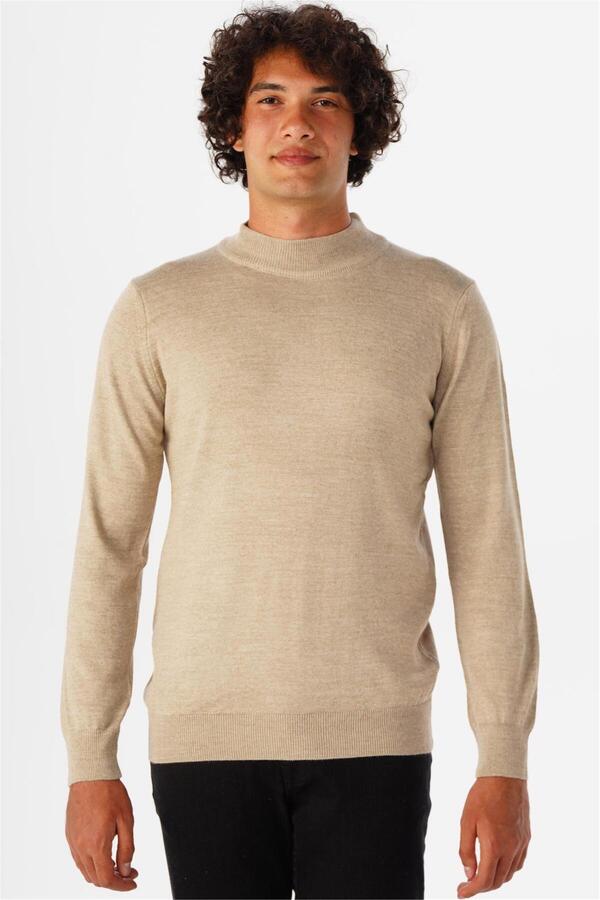 SÜVARİ-Beige Regular Plain Half Turtleneck Knitwear 1