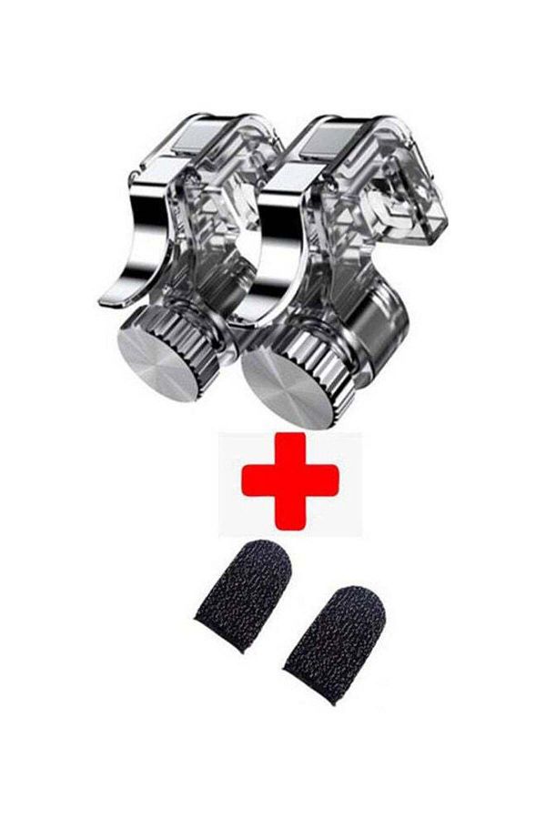 Generic-Mobile Gaming Trigger For Pubg Fire Button Aim Key Controller Screw Lock + 2 Touch Fingers 1