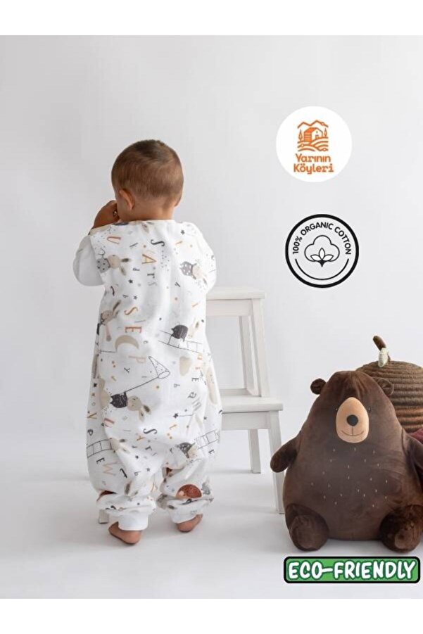 Las Vivas Kids Kışlık Pamuklu Pazen Uyku Tulumu , 1 Tog Organik Çocuk Ve Bebek Uyku Tulumu, Kolsuz Unisex Tulum