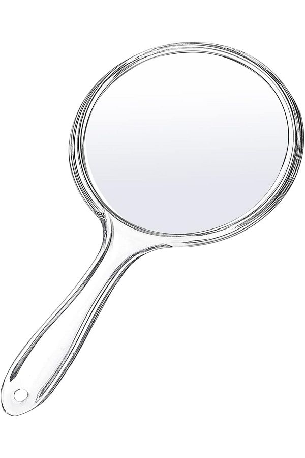 Generic-مرآة يدوية صغيرة بمقبض بعرض 3.9 بوصة × طول 8.3 بوصة، مرآة يدوية صغيرة مزدوجة الجوانب، مكبرة 1× 2× 1