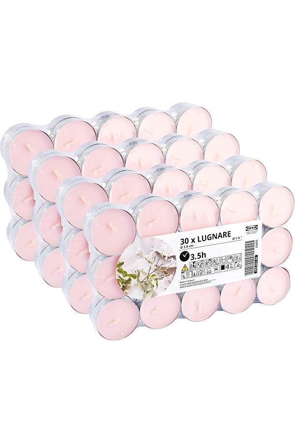 Generic-Ikea LUGNARE Jasmine/Pear/Ginger/Lily Scented Tealight Candles, Light Pink, 3.5 Hours - Set of 120 1