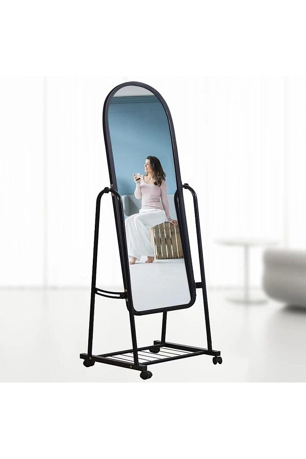 Generic-Nzone Full Length Mirror on Wheels with Underneath Storage,Floor Mirror,Floor-Standing Make Up Vani 1