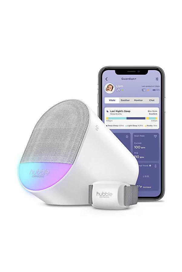 Hubble Guardian Nabız Oksijen Ateş ve Uyku Takibi Ninni Çalar Bebek Telsizi Bluetooth Speaker