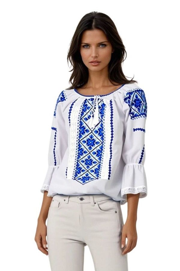 rody's forever-Bluza tip ie dama RDB2, alb cocos/albastru 1