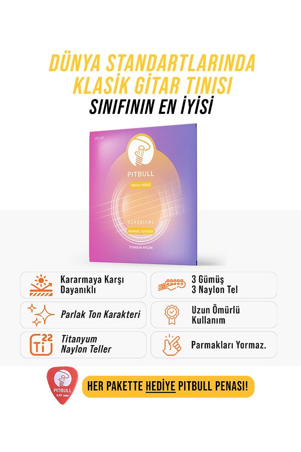 PİTBULL-Pitbull Strings Venus Series Chitară clasică Set Wire VCG NT Tensiune normală Rezistent la înmatucire 1