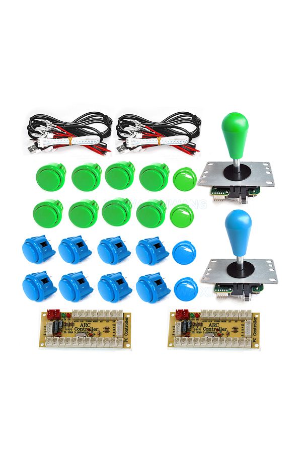 Choice-2P blue green Game Arcade joystick DIY Kit Zero Delay USB Controller SANWA 8 Way Joystick 24/ 30mm P 1