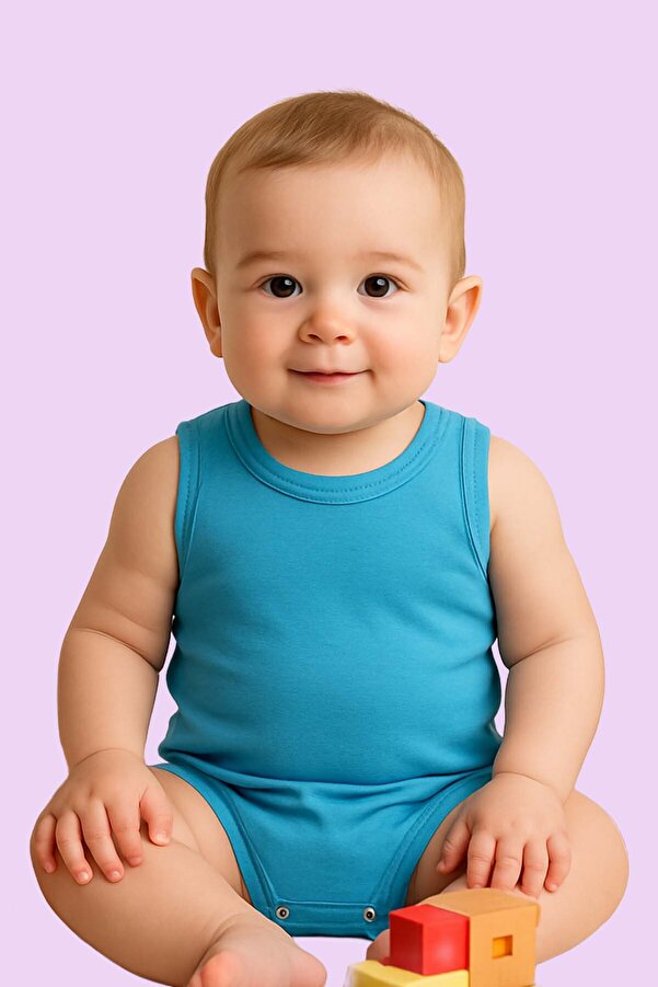 MYZİ STORE Bebek Yenidoğan Askılı Basic Bisiklet Yaka %100 Pamuk Atlet Çıtçıtlı Badi Body